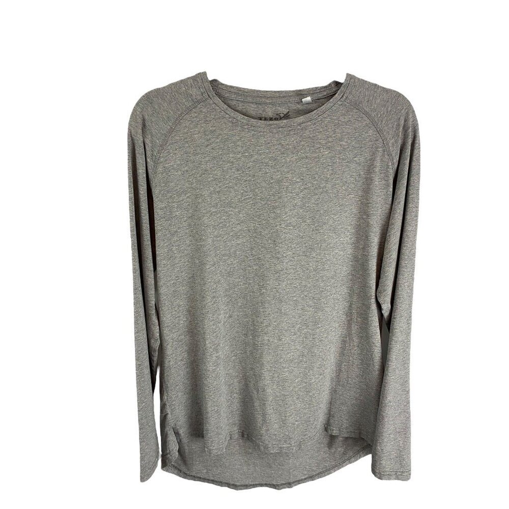 Large Tezo Men's Heathered Gray Long Sleeve Pullover Tshirt